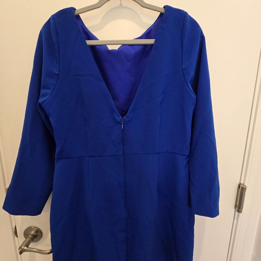 Sachin & Babi Blue Patrizia Bateau Asymmetrical Midi Sheath Dress Size 14 - Picture 11 of 16